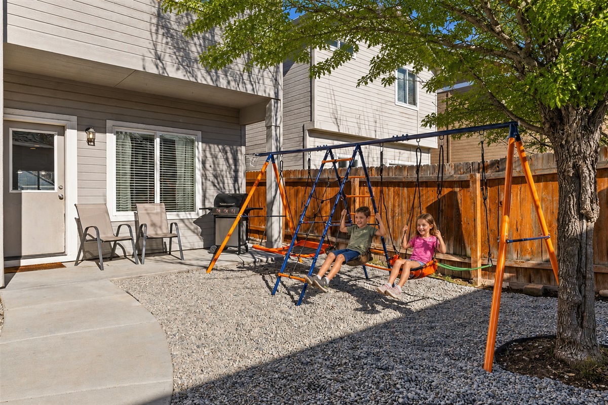 Everyone will clamor to hang out in the back yard with loungers, BBQ and a unique playlet.