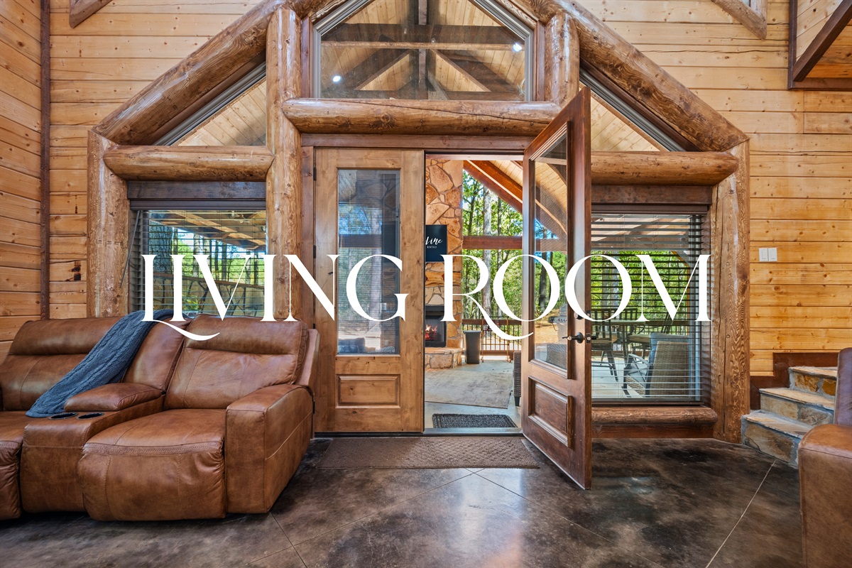 Open living room with plush seating and natural light.