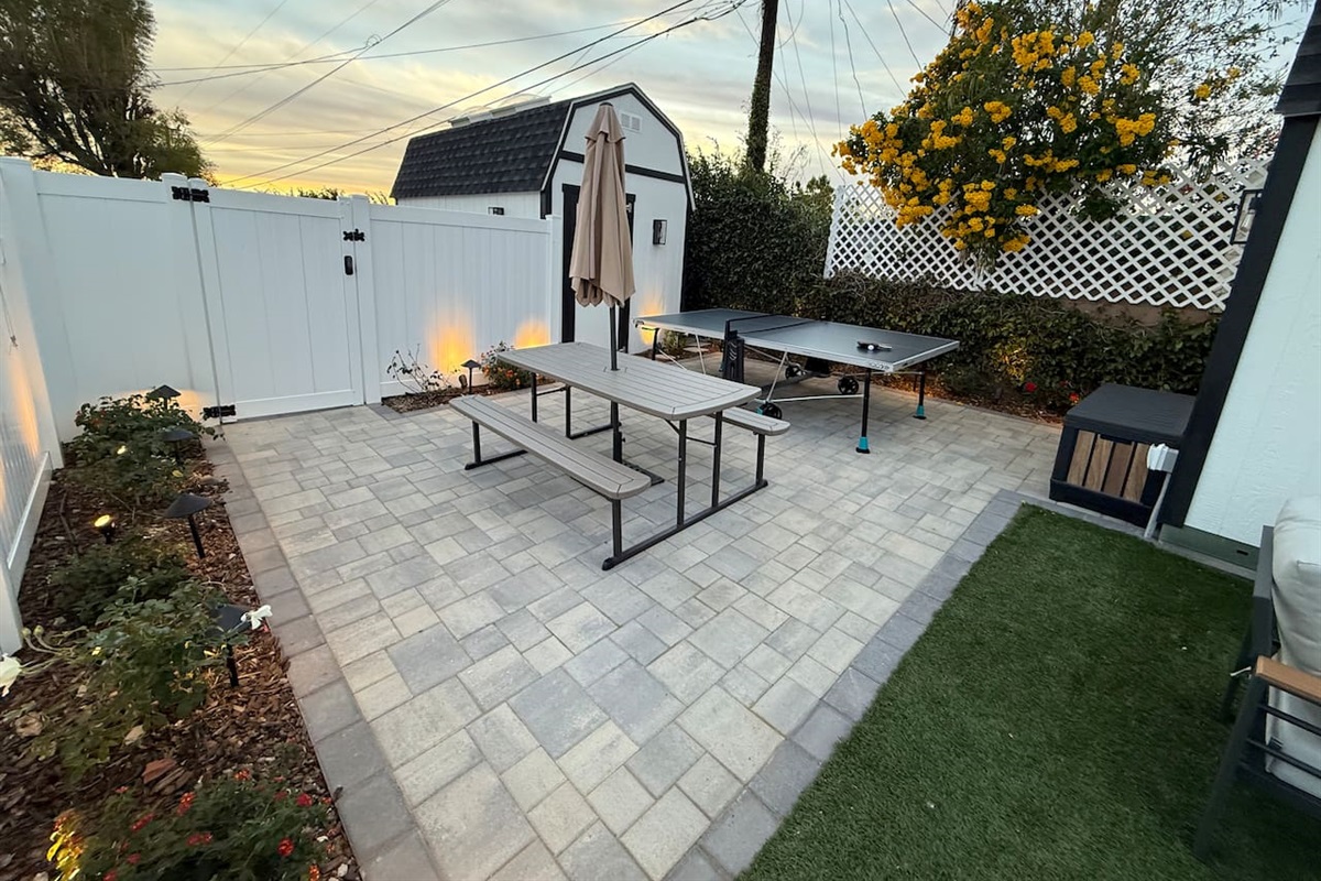 Backyard Outdoor Dining Table and Ping Pong Table