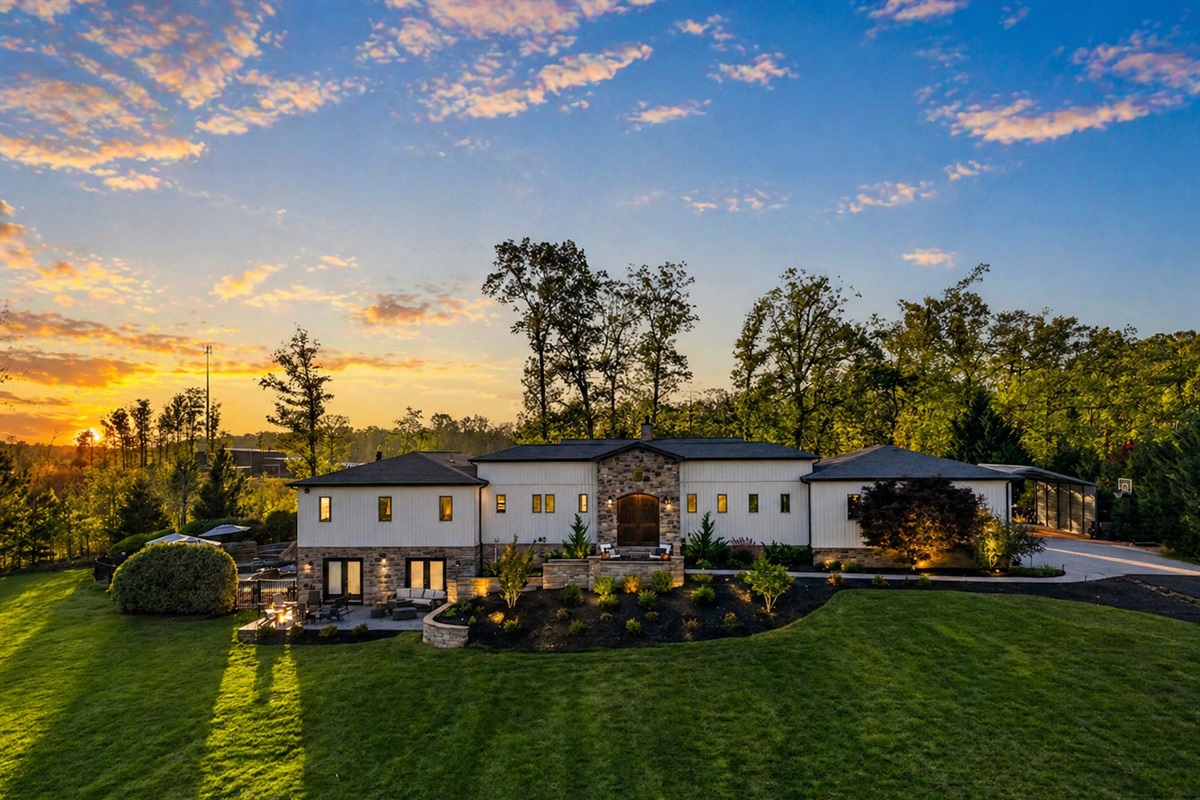 Front exterior of this iconic Lake Anna home