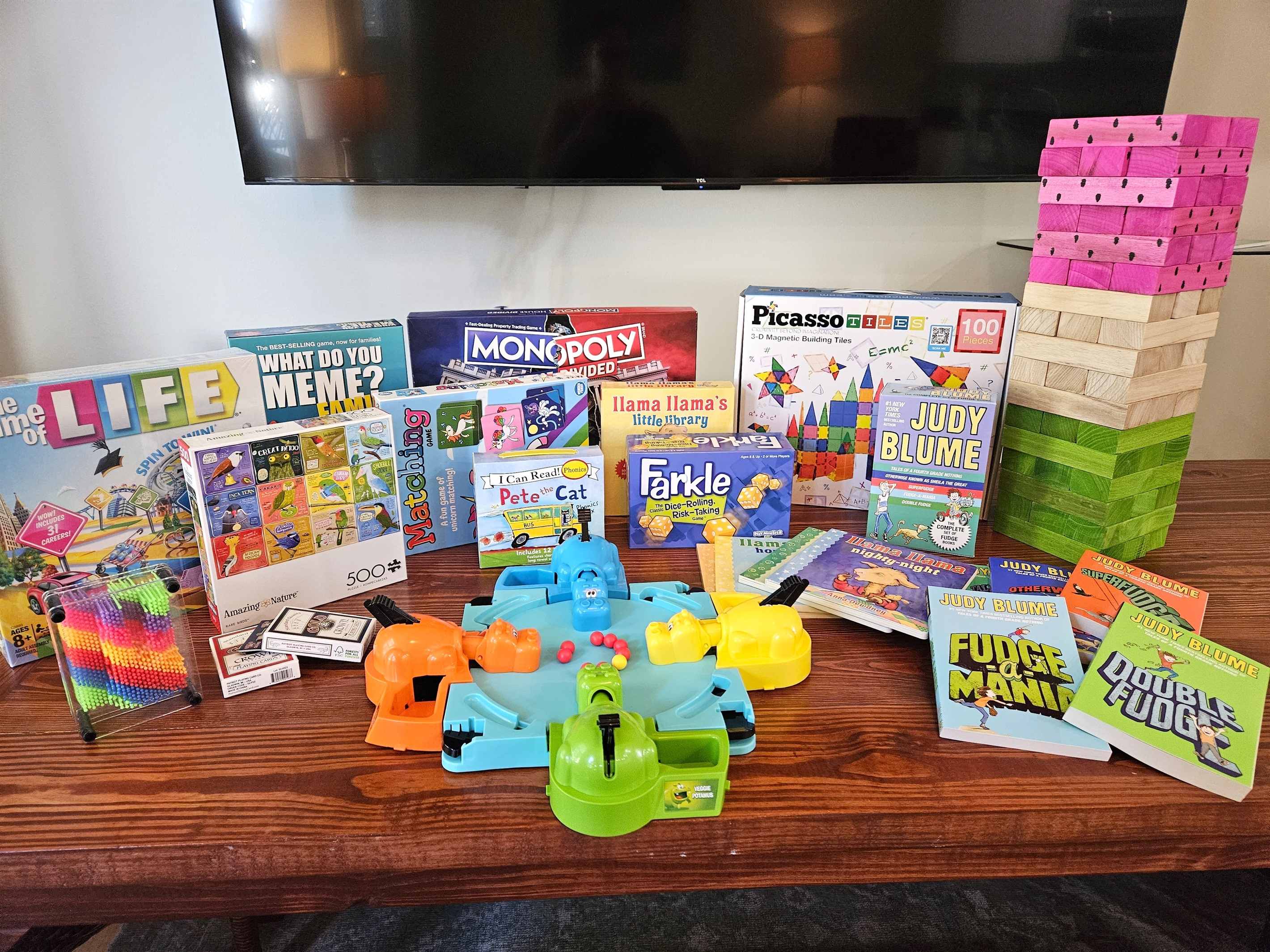 The house is stocked with games, toys and books for all ages!
