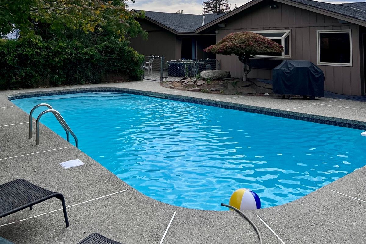 Enjoy the large in-ground swimming pool in the private back yard.