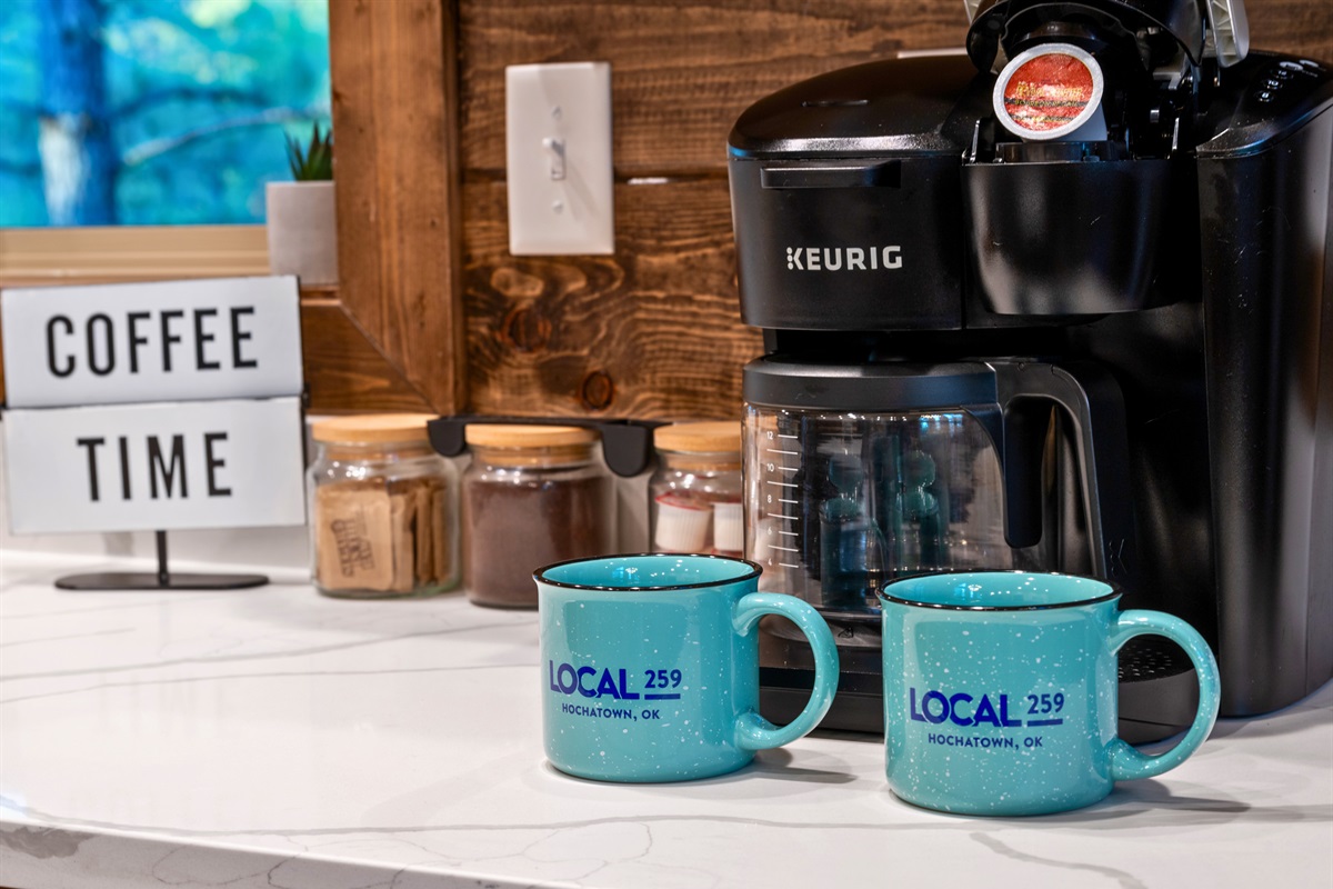 Mornings are even better with a dedicated coffee station, giving you an easy place to grab a cup and ease into the day.