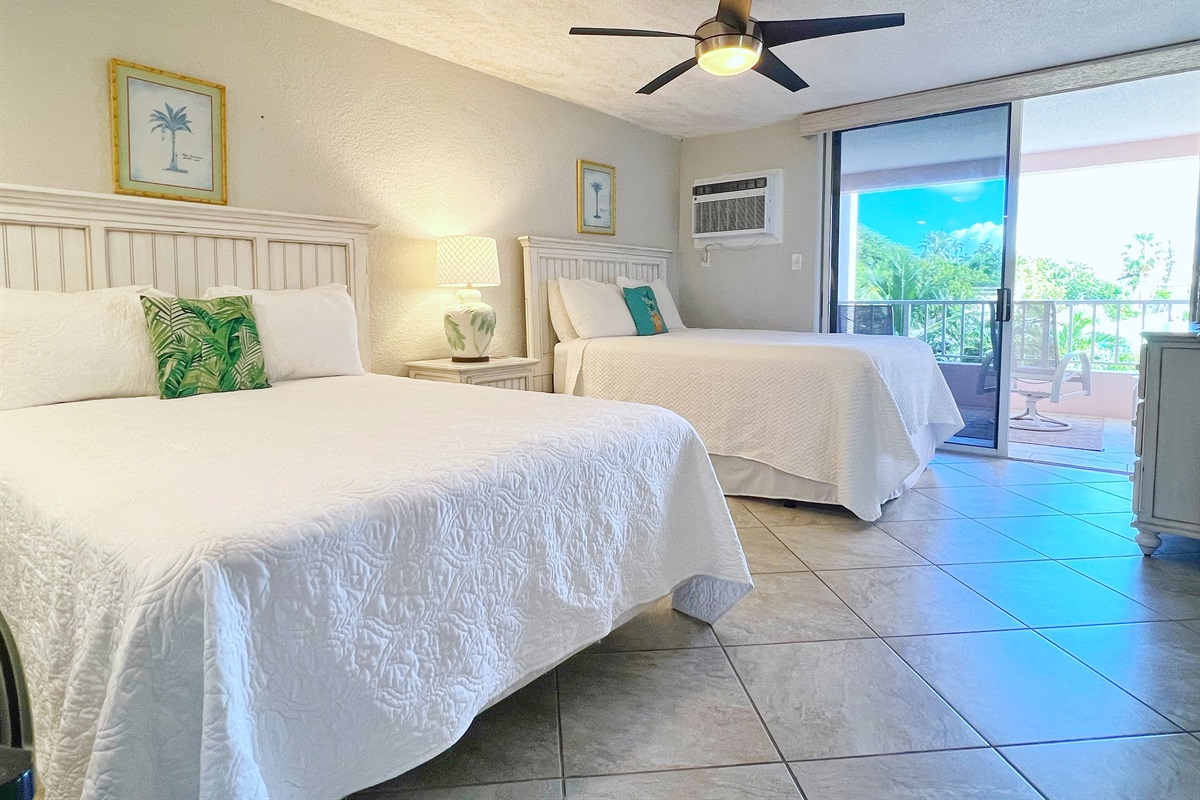 Enjoy soft linens, cozy beds, and easy access to your private patio.