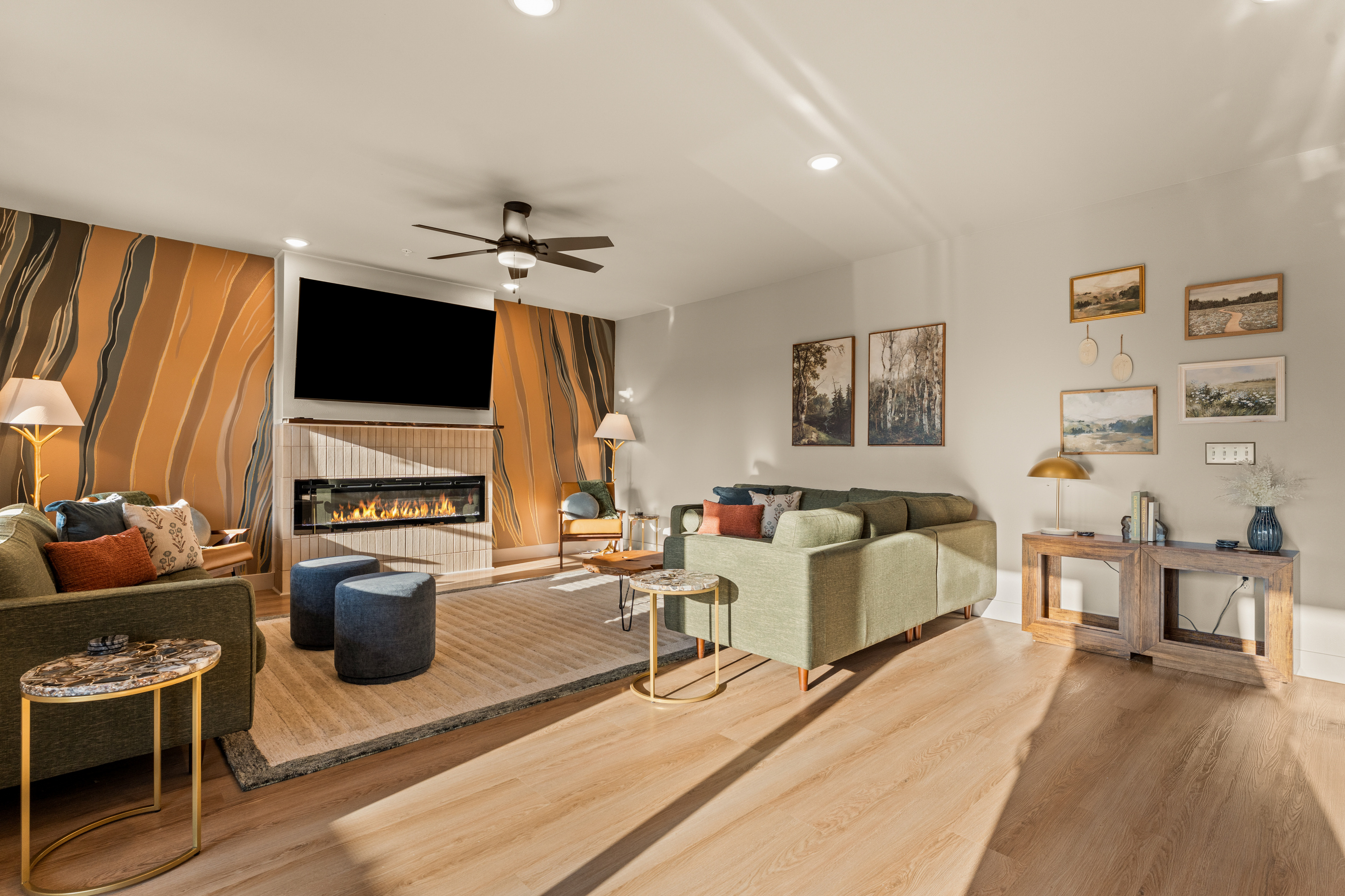 There’s plenty of room to settle in together, with comfortable seating and an open layout connecting the living space to the rest of the home.