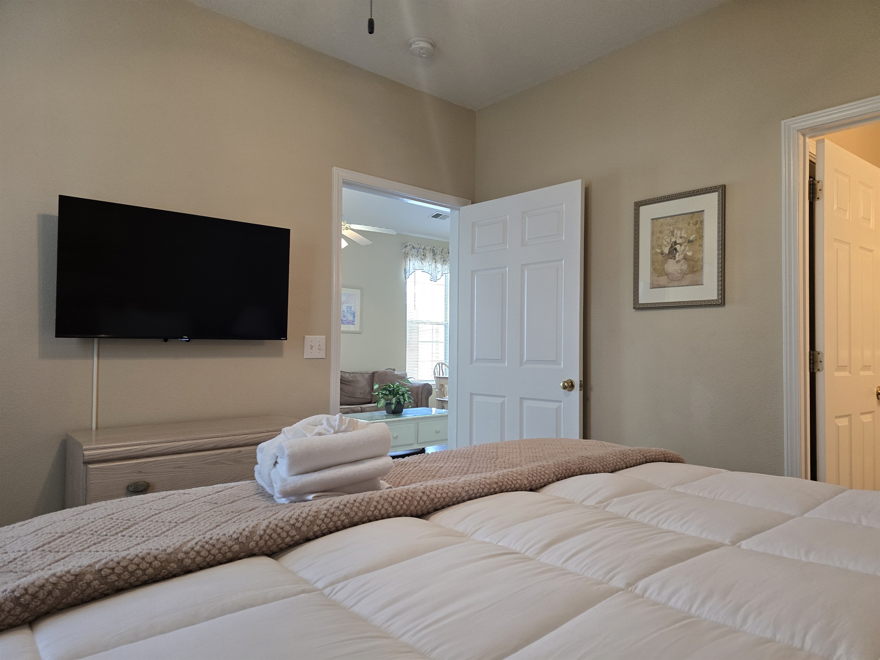 Mounted Flat Screen and Dresser for Storage