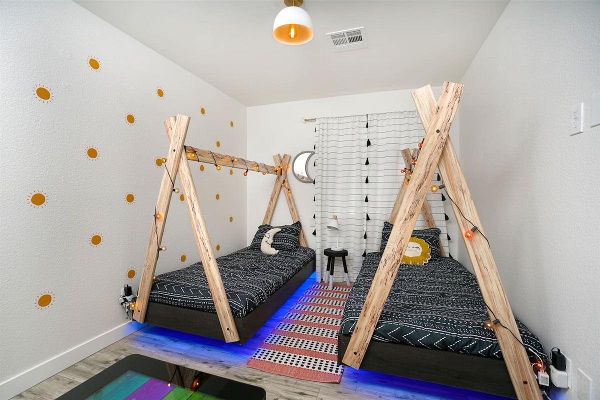 Two floating TeePee beds (twin mattresses)