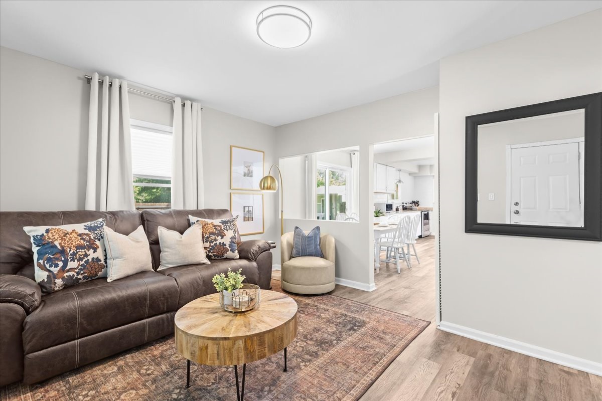 Bright, open living room with modern décor and plenty of natural light