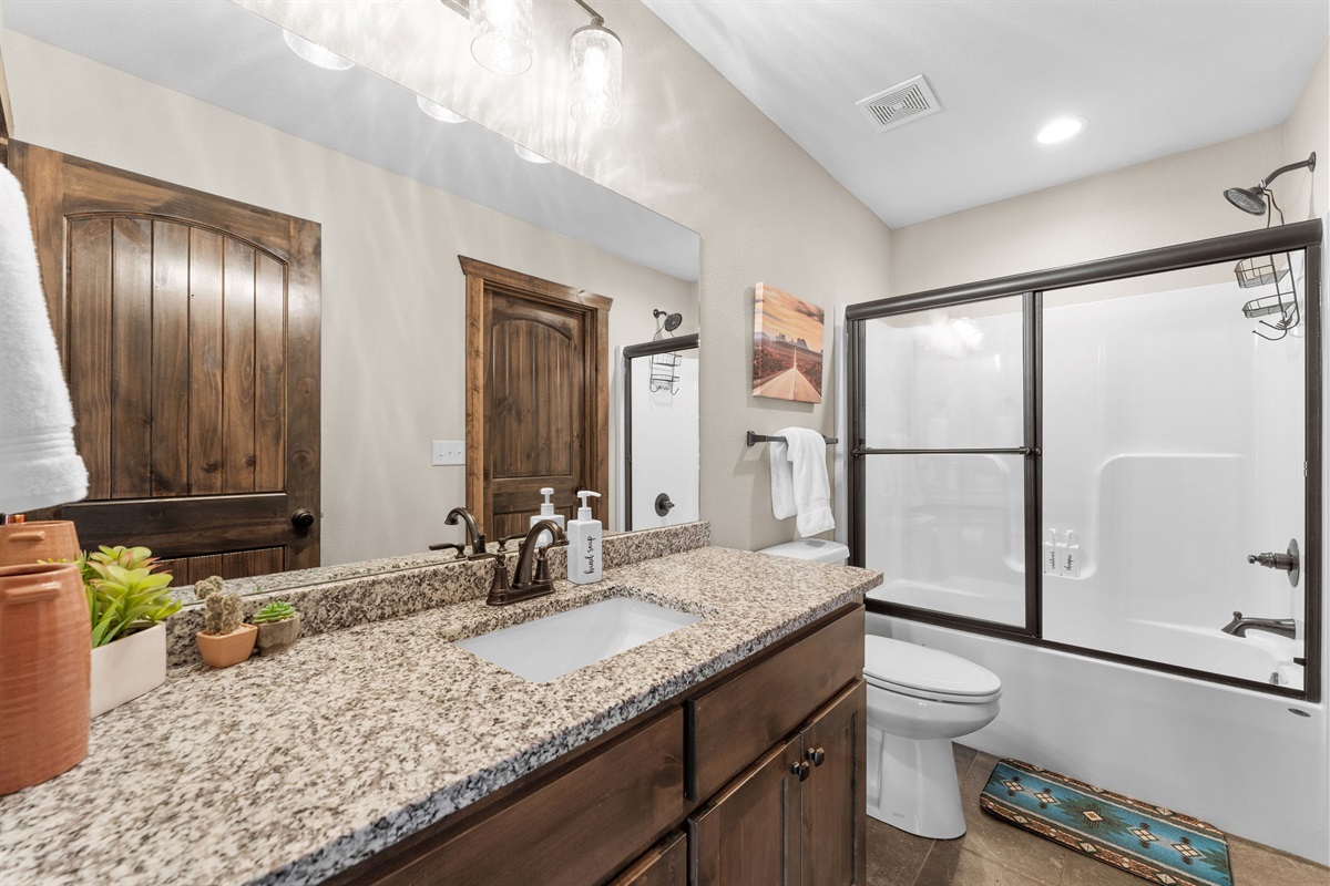 Lower level full bath combination tub/shower
