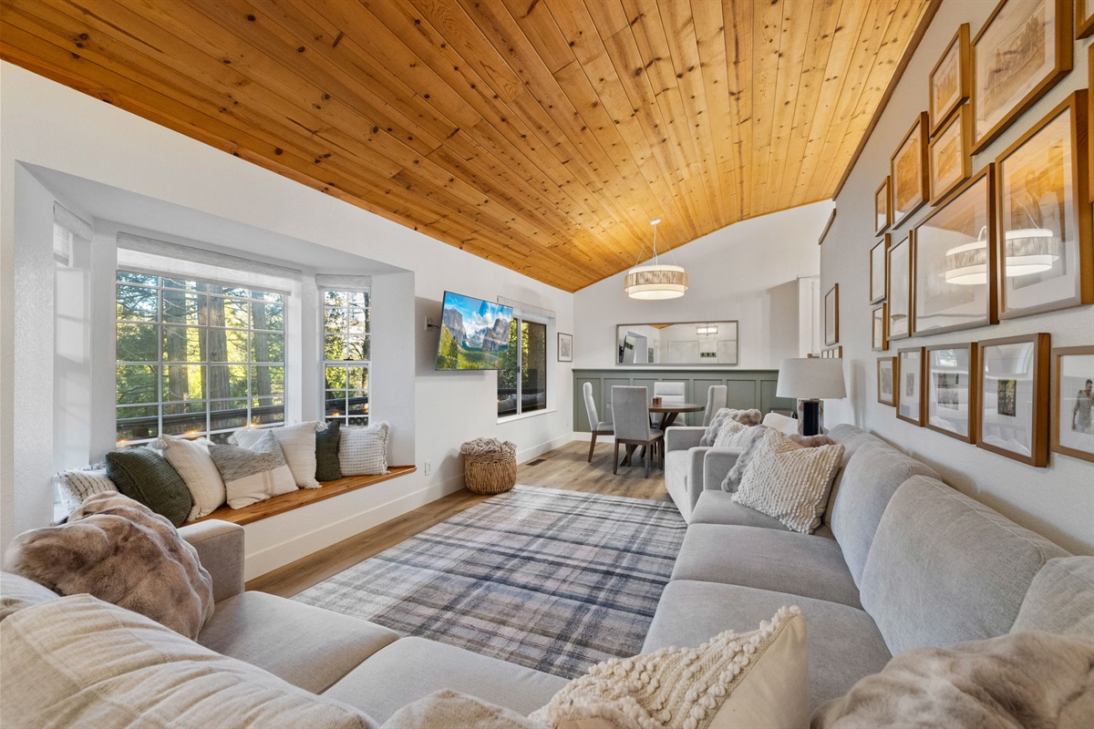 Living room with dining nook.