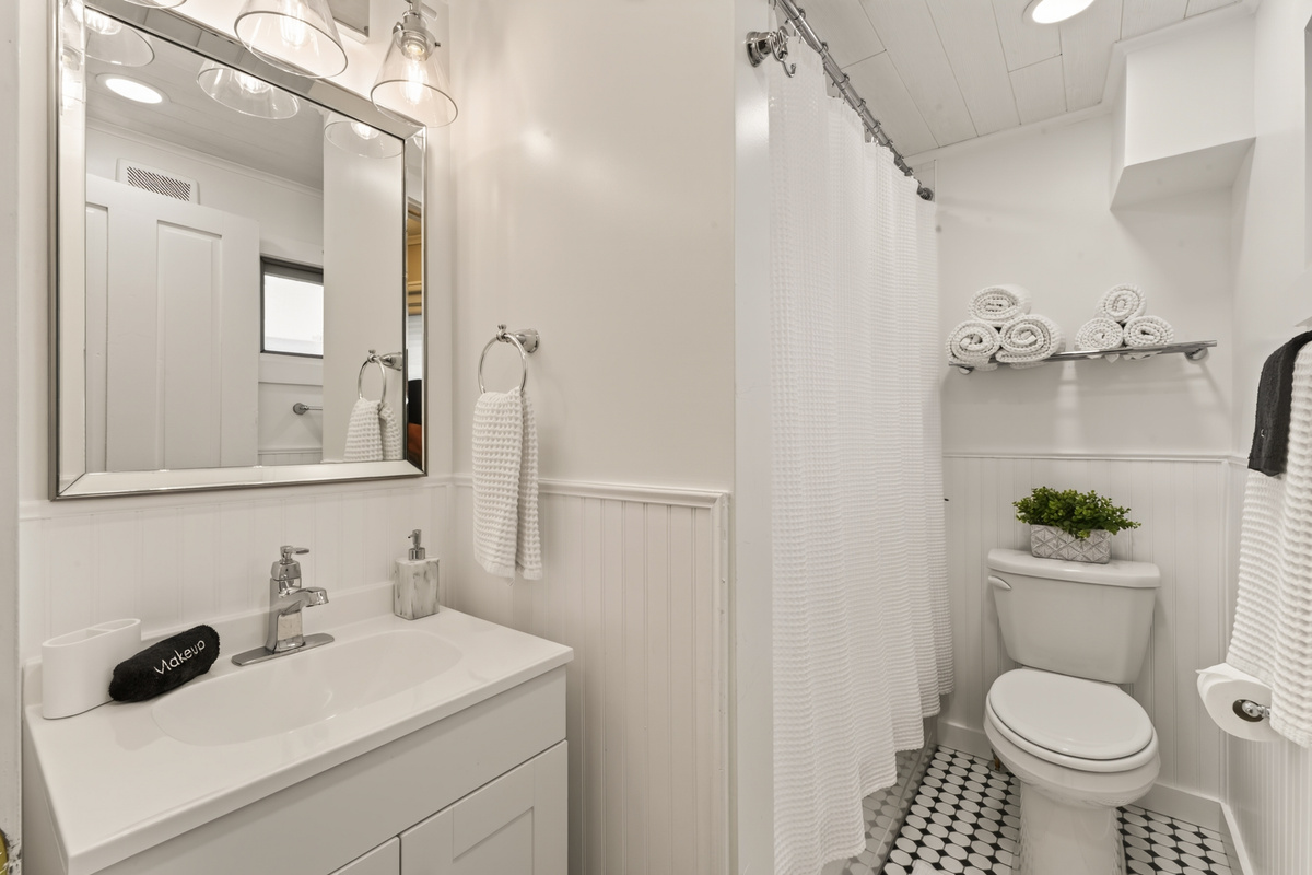 Bathroom with vanity and toilet