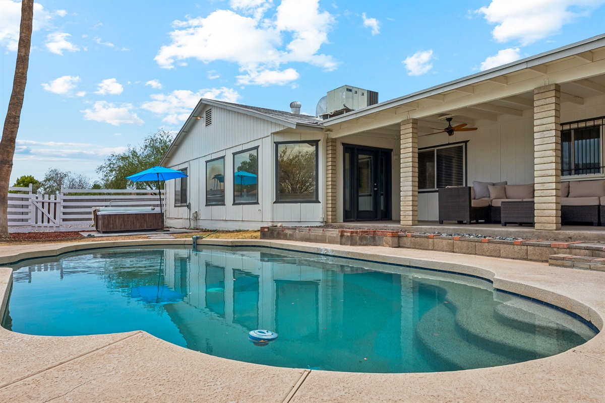 The private backyard pool will keep your family cool in the Arizona heat