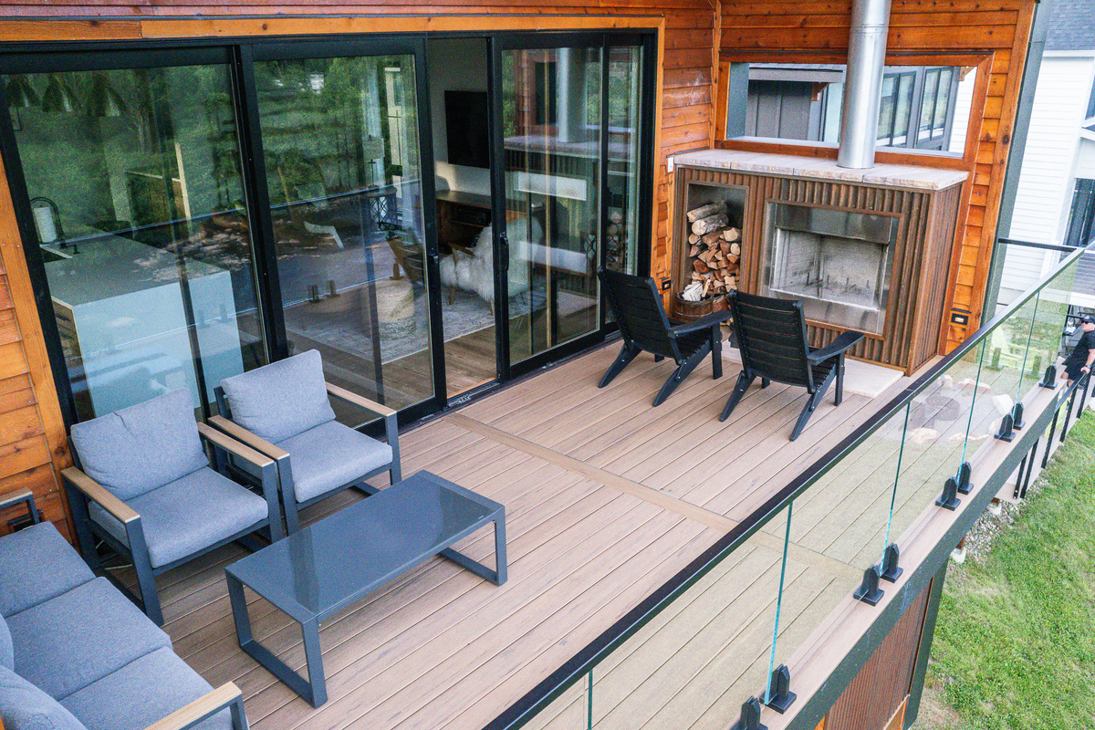 Sheltered Great Room Porch with Fireplace