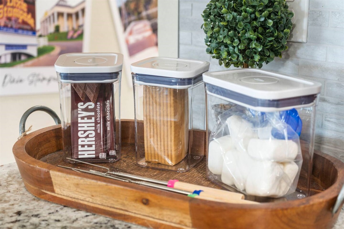 S'mores bar ready for sweet fireside family fun.