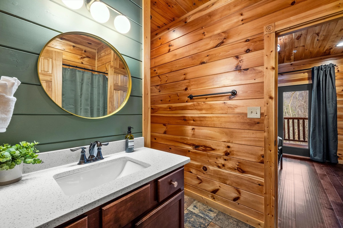 Bedroom 8 shares this Jack & Jill bathroom (has a shower/tub) with Bedroom 9