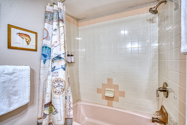 Lower Bathroom with Tub and Shower