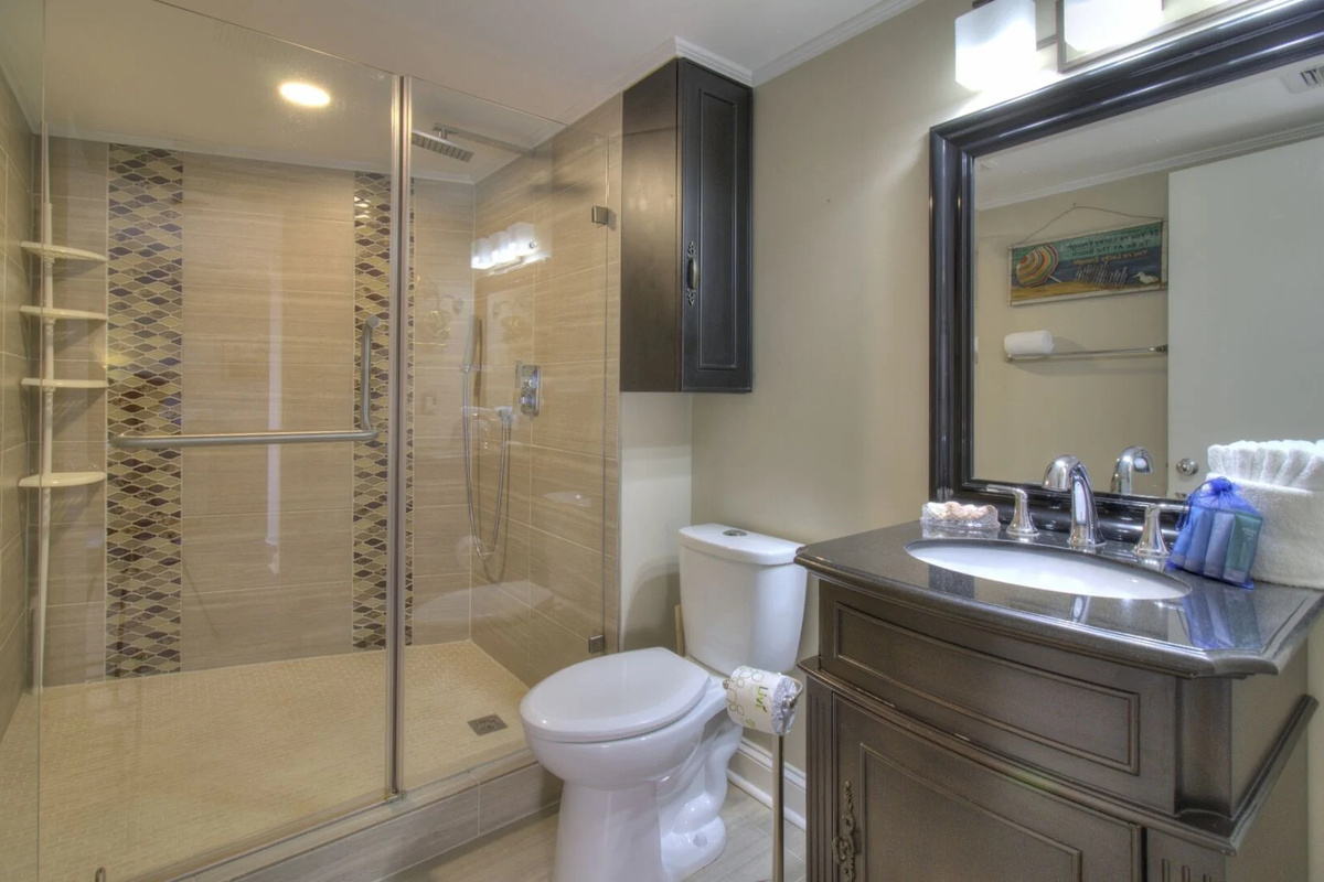Main Bath with beautiful walk in shower