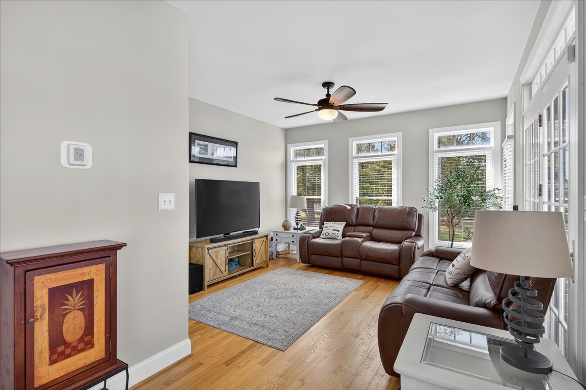 Cozy corner for movies and game nights.