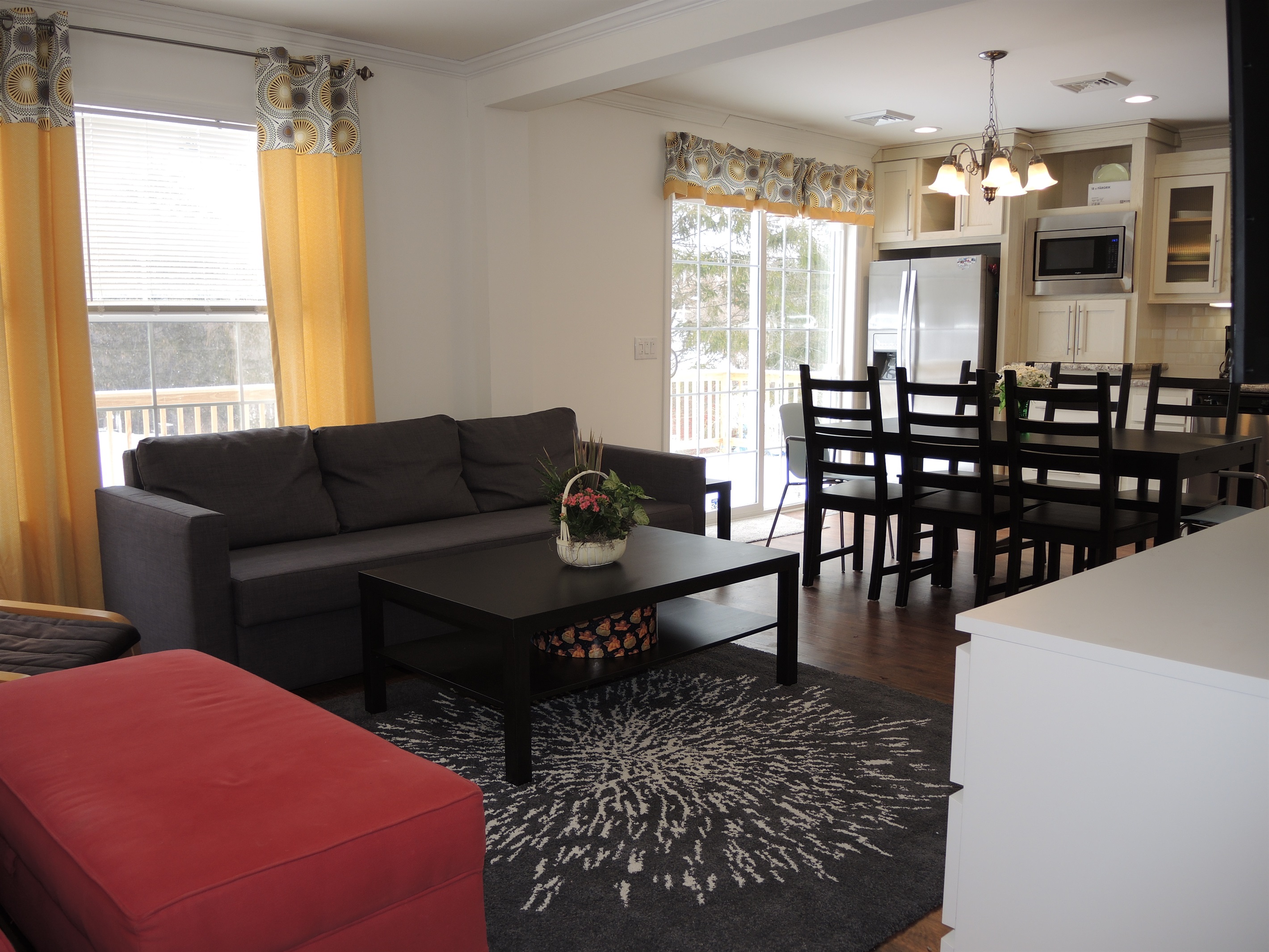 Living and dining areas