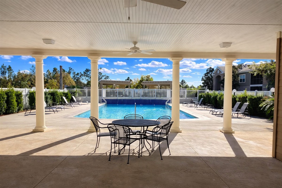 Pool area some shaded some sunny