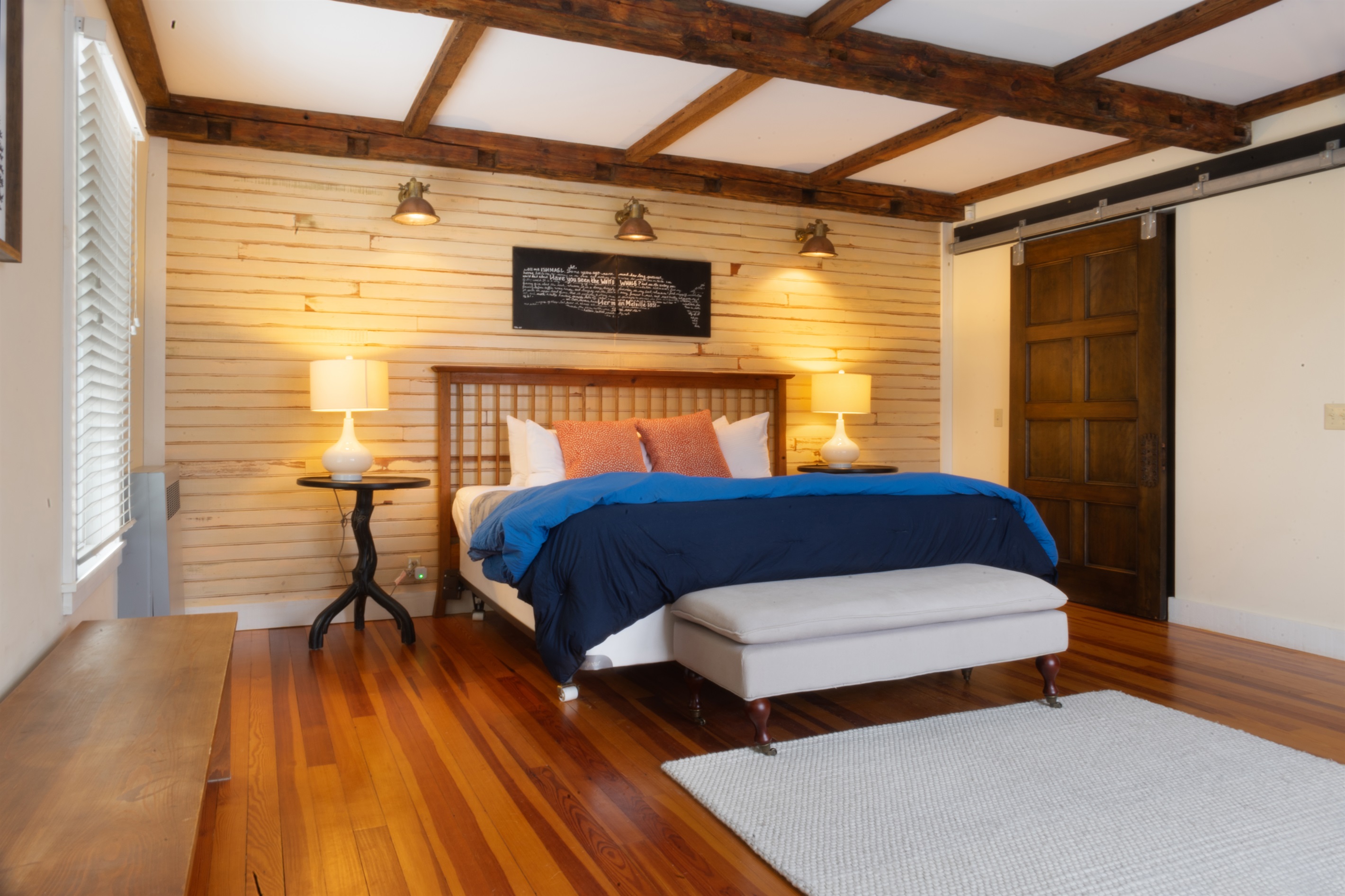 Master Bedroom - King Bed - Closet - Exposed Wooden Beams