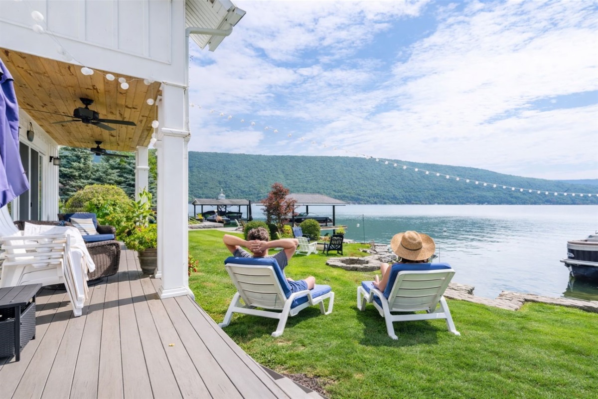 Beautiful view from the back deck overlooking Canandaigua lake. 
