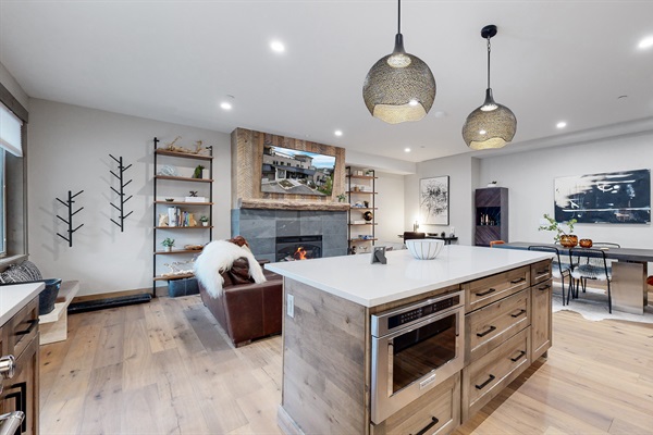 Kitchen into living room