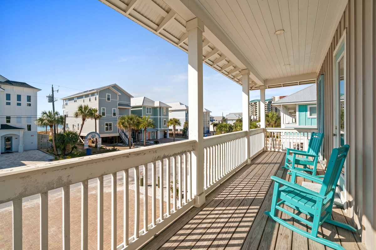 2nd floor balcony with partial water view