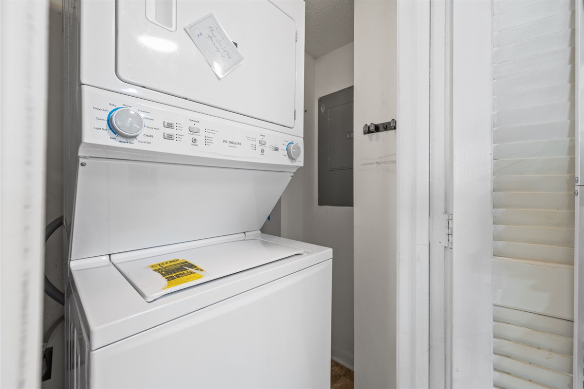 Laundry area makes longer stays easy and comfortable