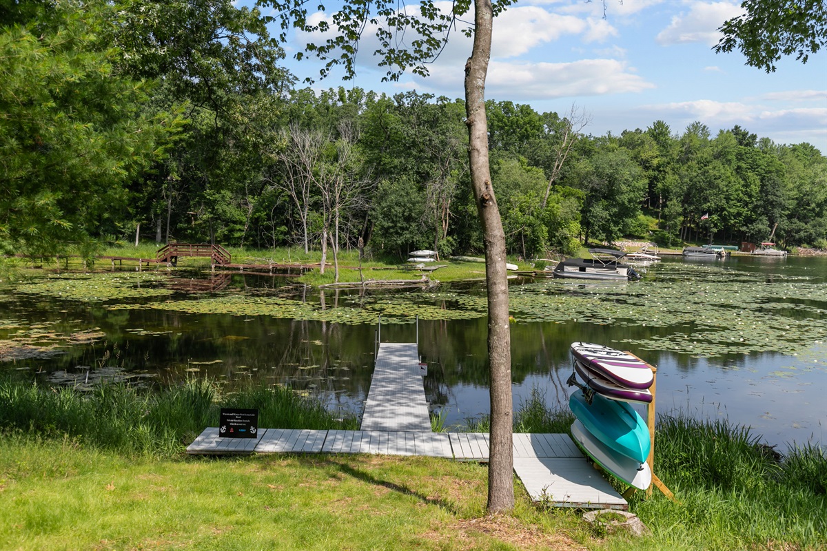 It might not be the best spot for swimming, but the pier is the perfect launch point for kayak and paddleboard adventures across the lake!