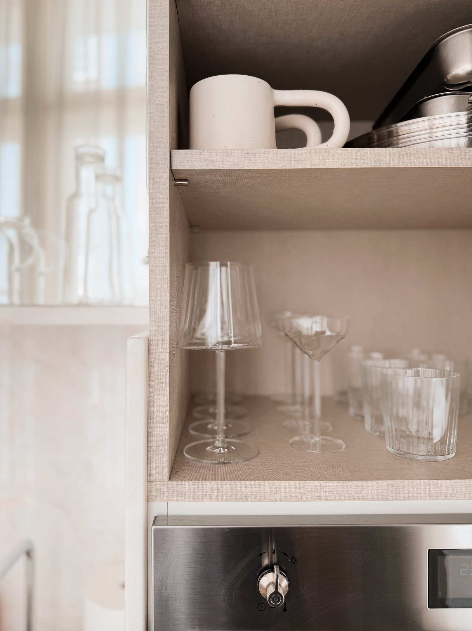 Wine and cocktail glasses.