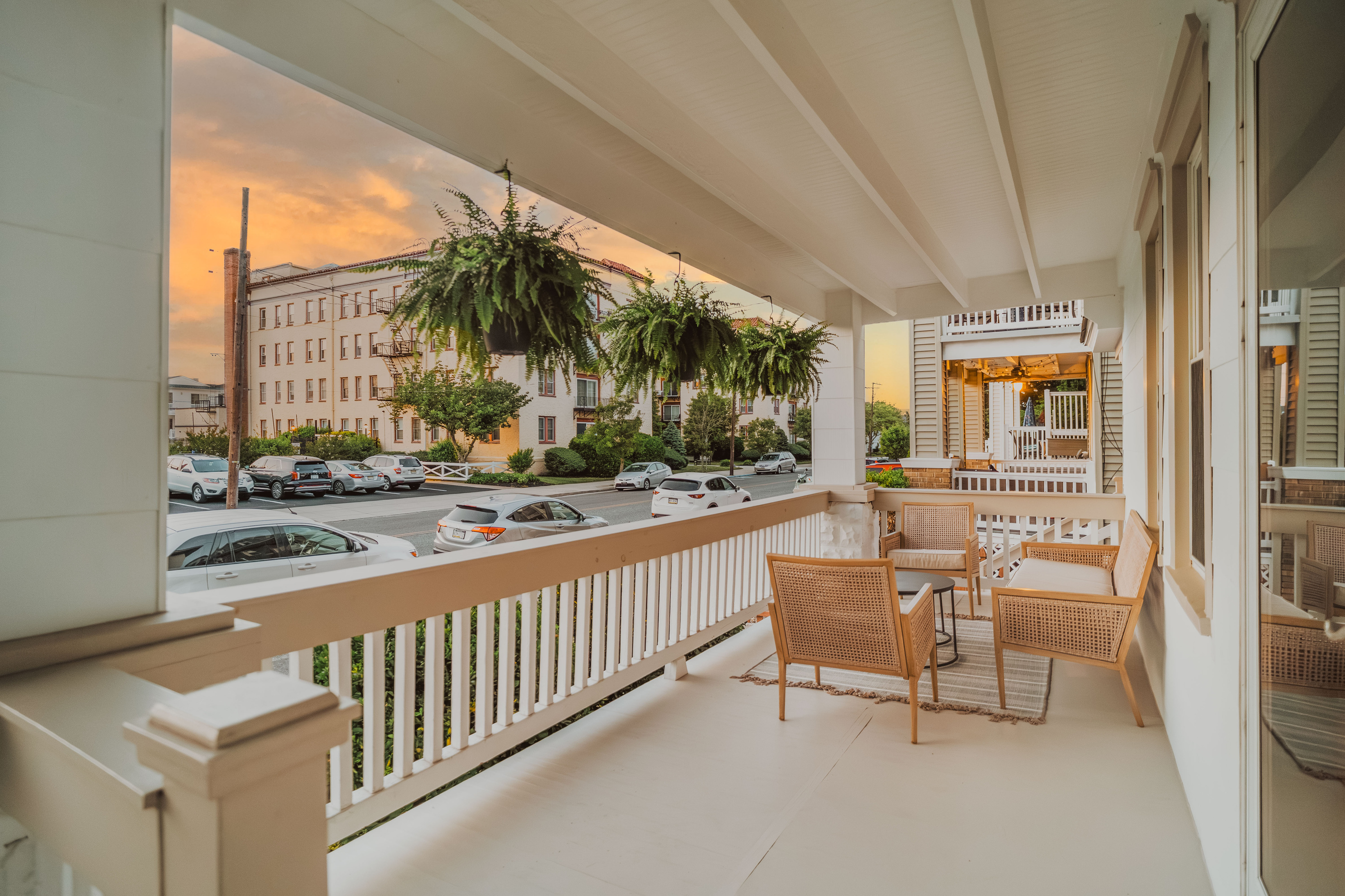 Wide Angle View of Front Porch with Outdoor Furniture