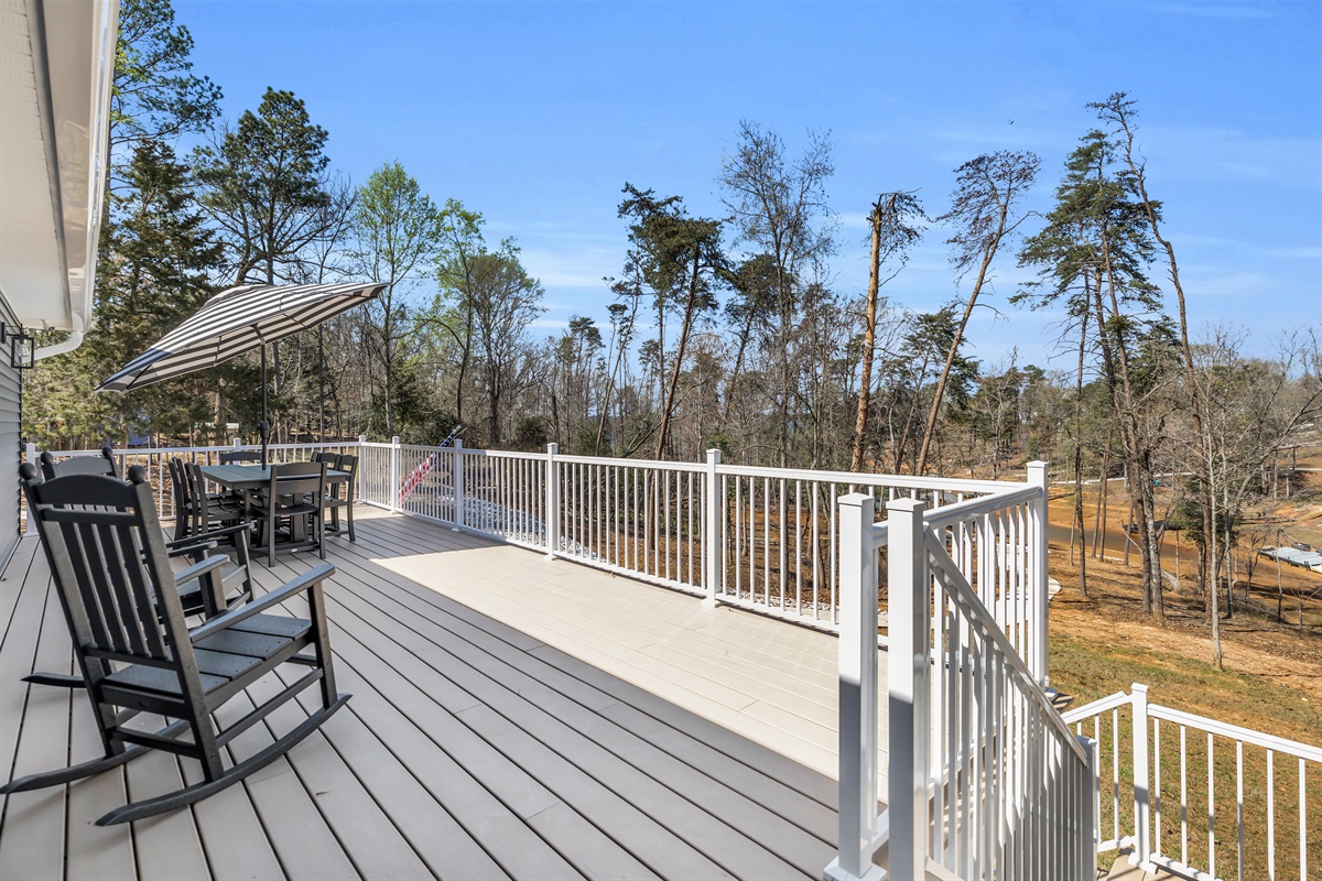 Porch with table with seating for 8