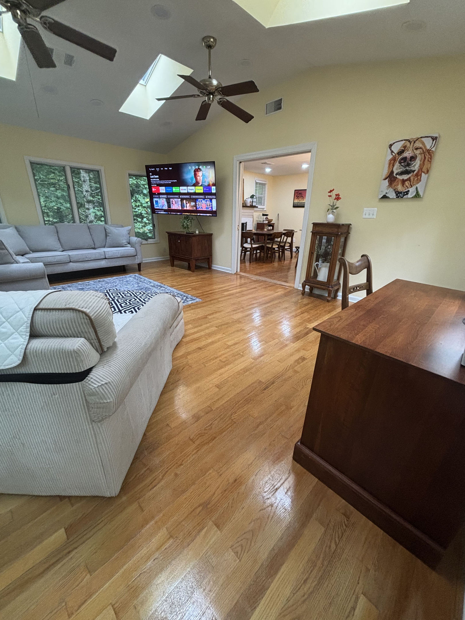 New Living Room: Bright, airy space with comfy seating and stunning nature views awaits. Living Room is equipped with Smart TV.