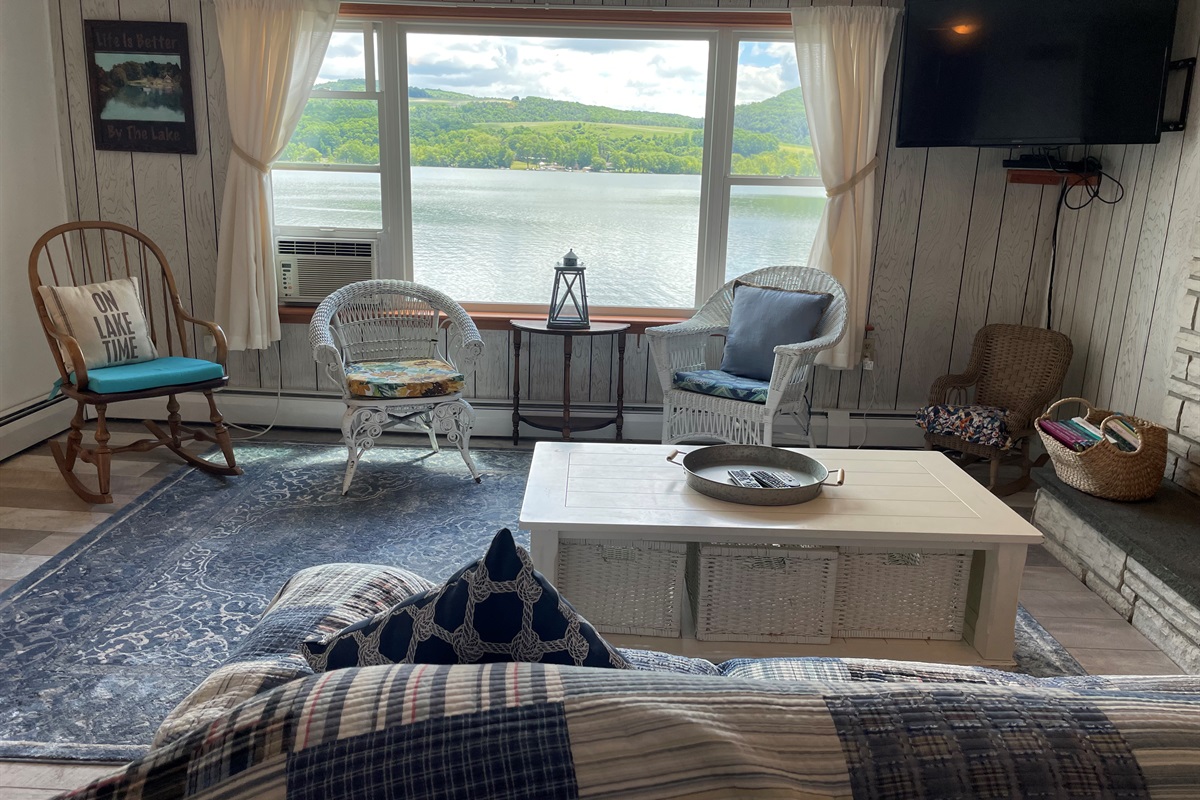 Living area with lake view