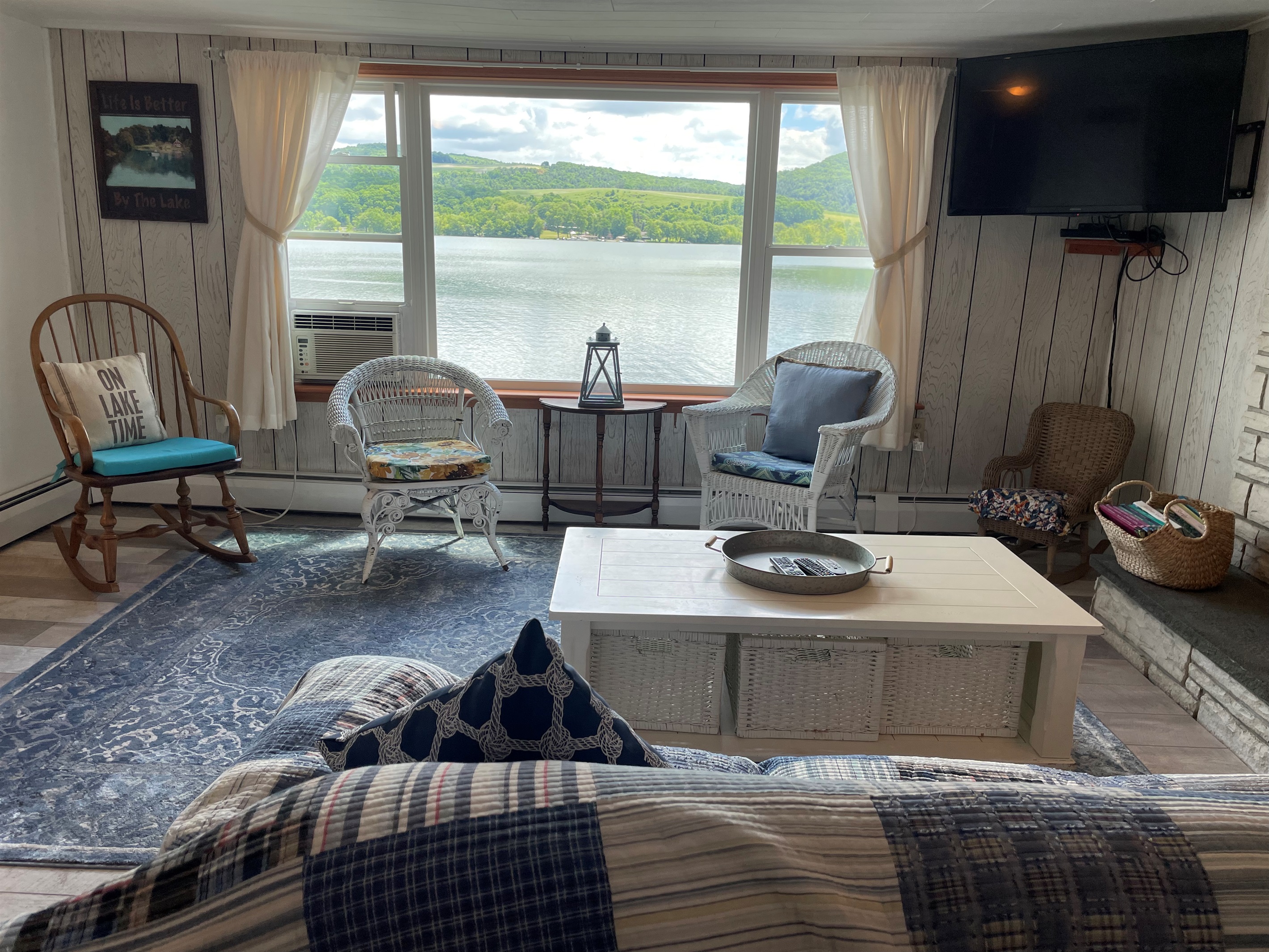 Living area with lake view