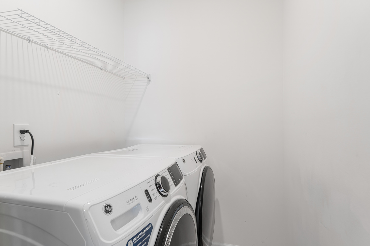 A full size washer and dryer upstairs, the unsung hero of any family trip. Wash the grass stains out, run a load while the coffee brews, and head home with a clean suitcase instead of a week of laundry.