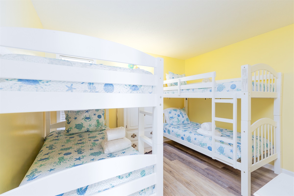 Two levels of sweet dreams await in the bunk bedroom!