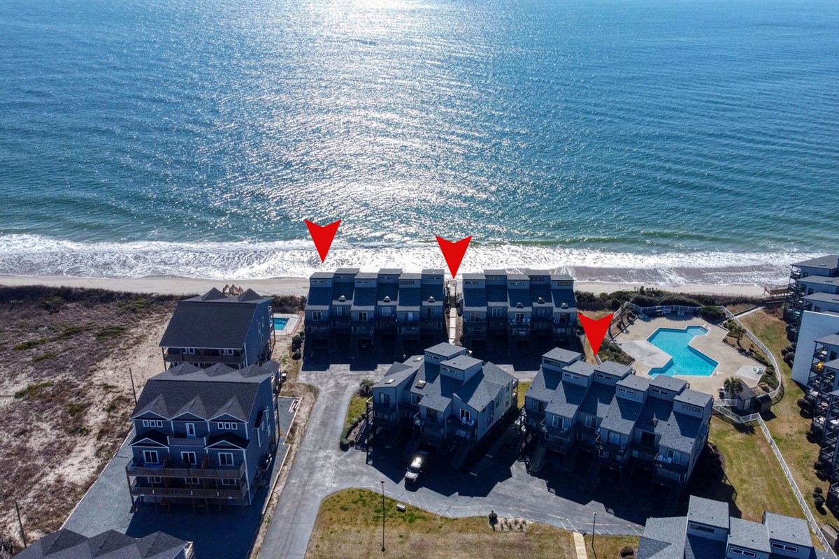 Unit, beach access and pool access locations