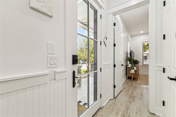 Main entrance from the inside with required short term rental postings