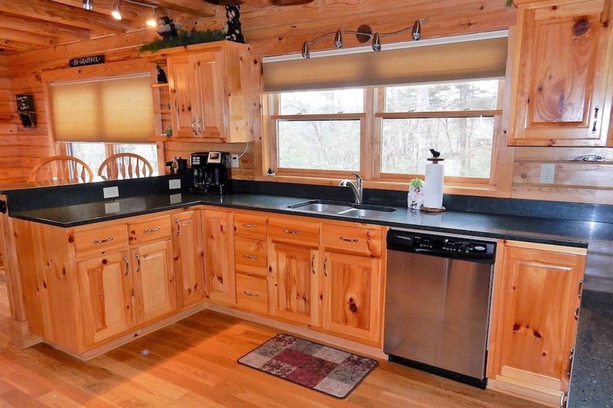 Fully stocked kitchen area