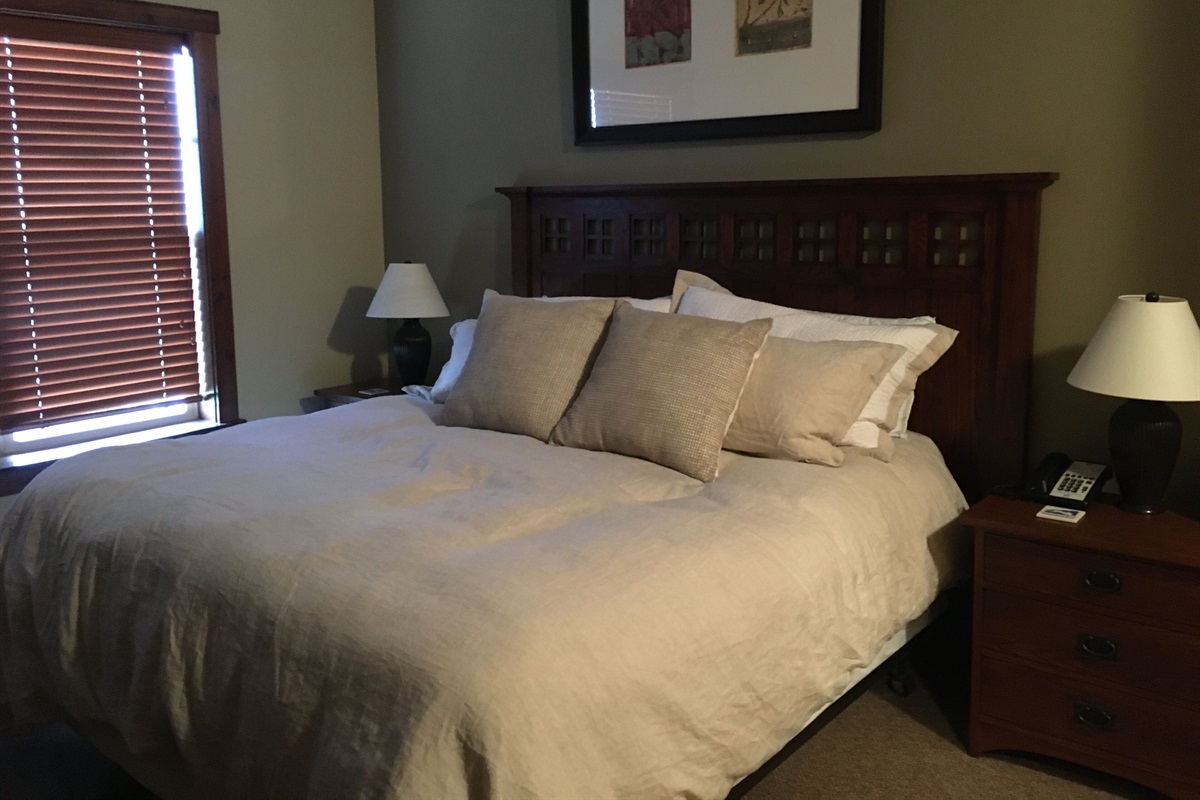 King bed in the master, pillow top and down comforter with duvet
