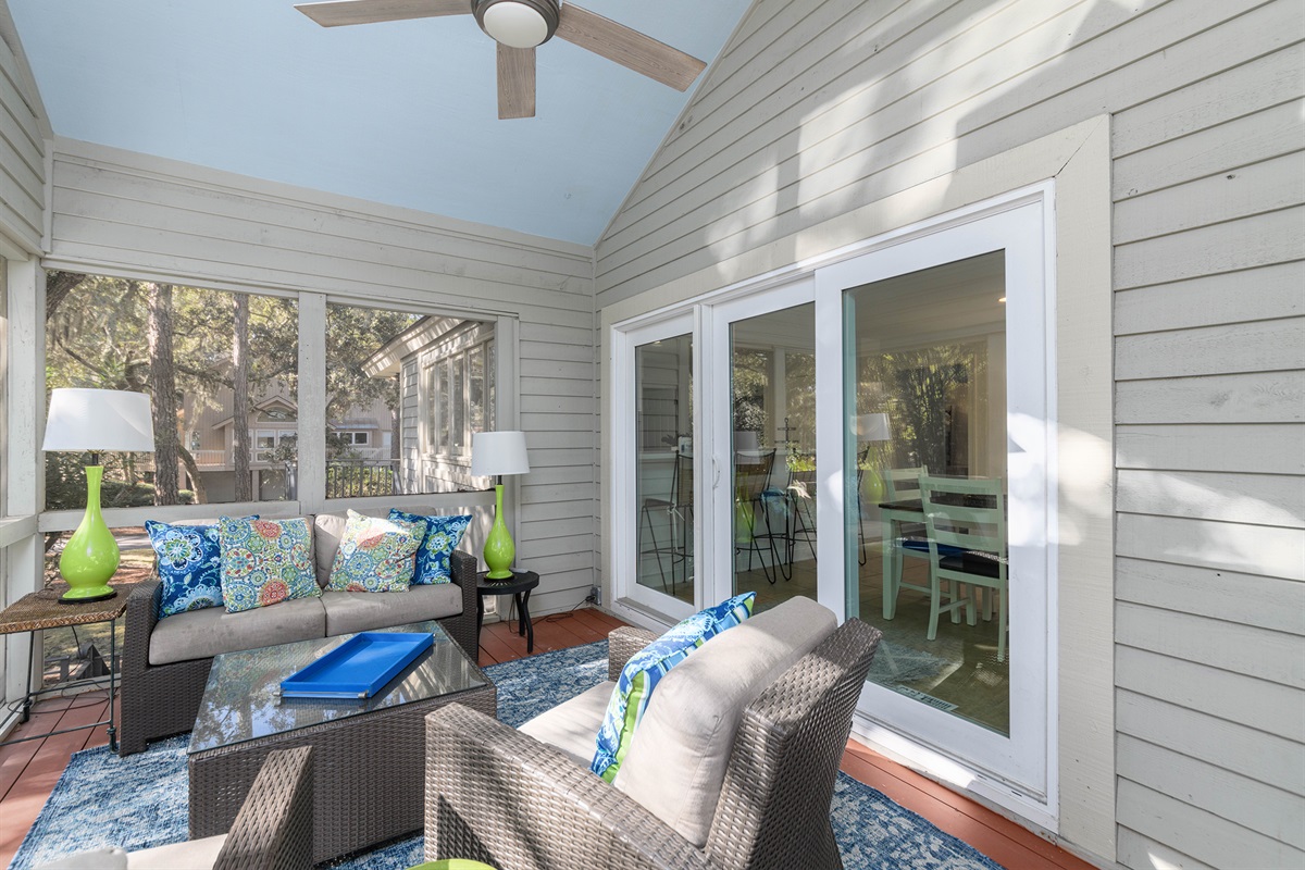 large screened porch off the kitchen