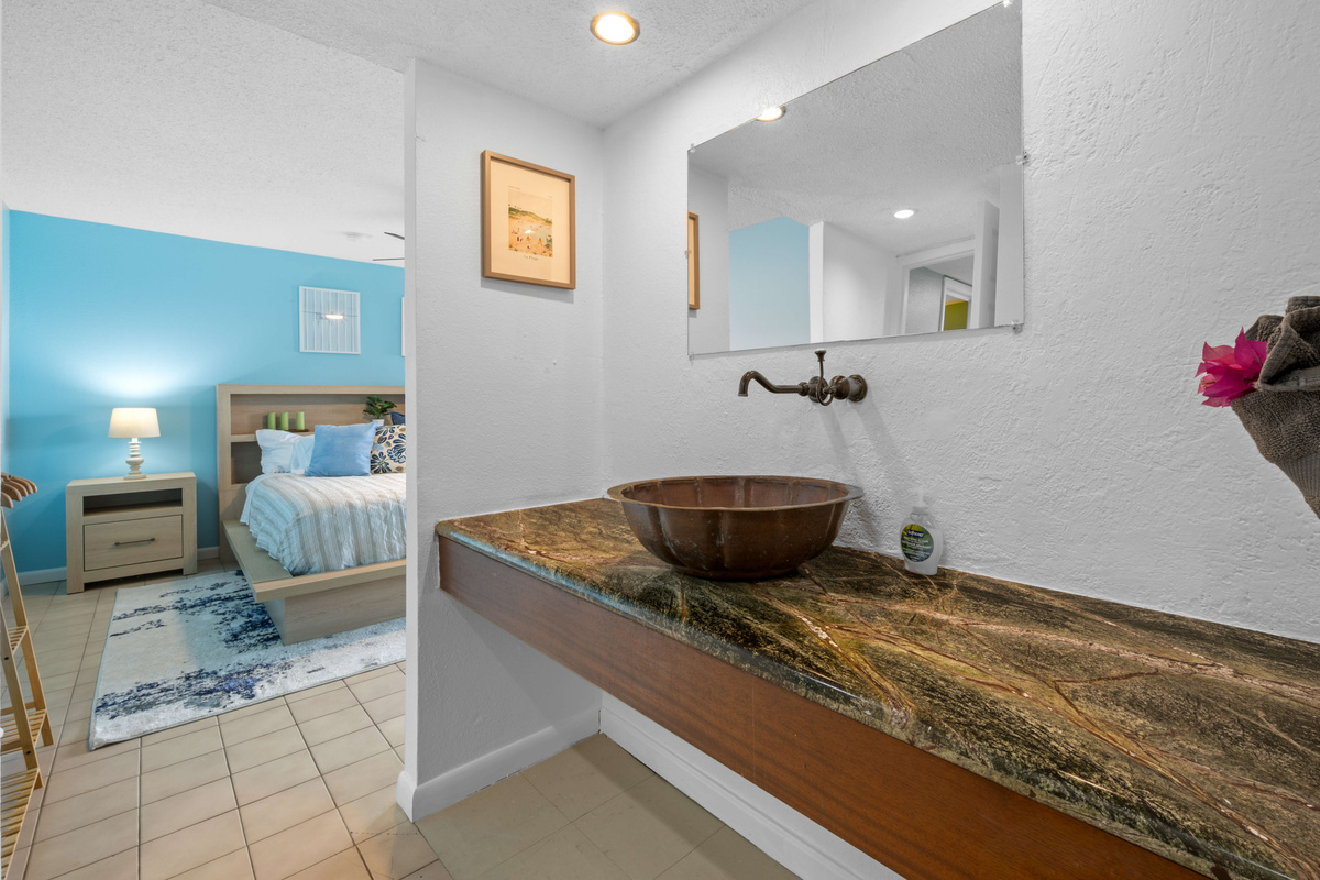 Convenient space to freshen up and get ready for the day.