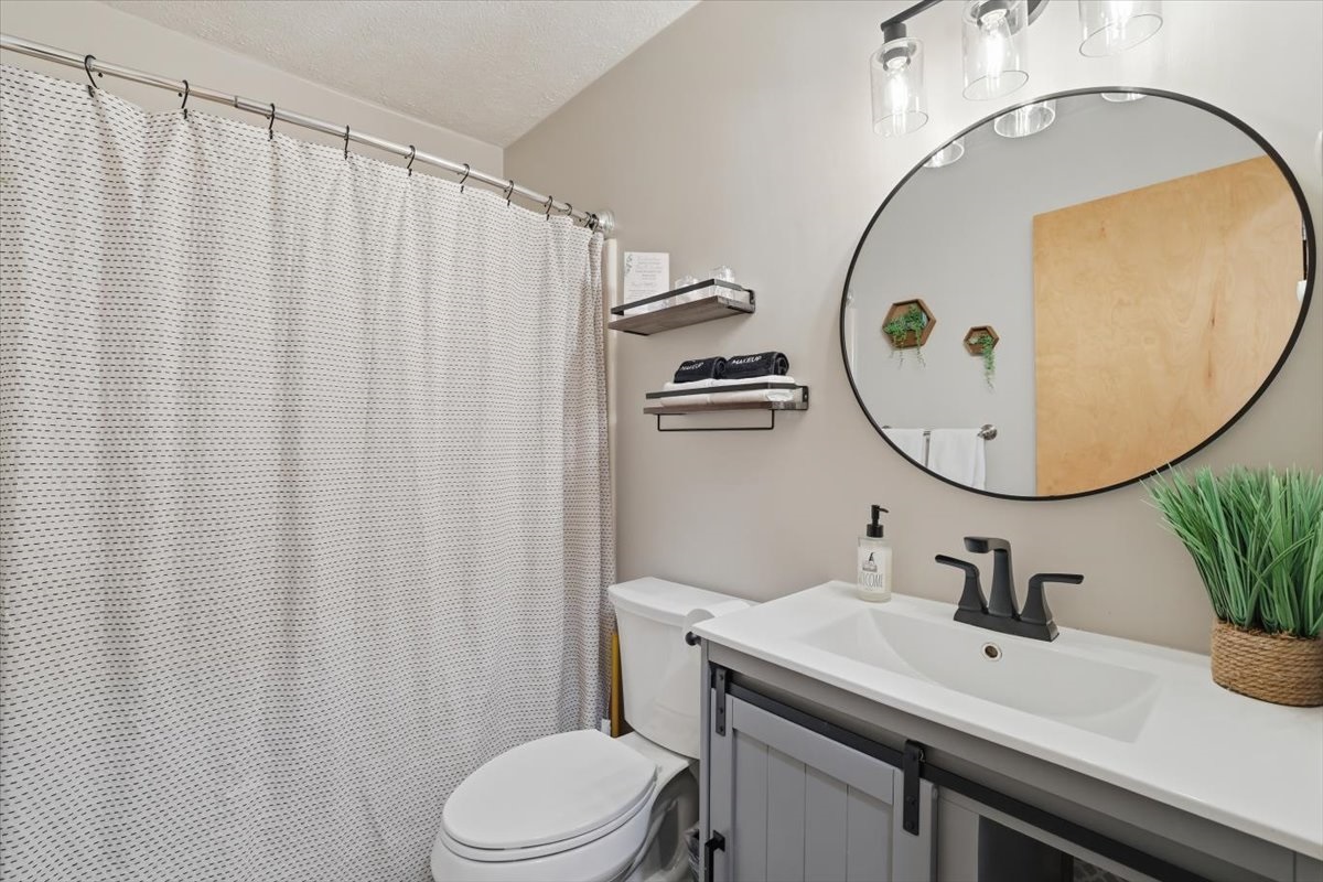 One of two full bathrooms in the chalet. Clean, modern and stocked with everything you need