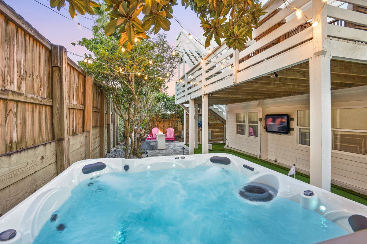 Relax in our private hot tub—the perfect spot to catch the game or unwind under the stars after an exciting day exploring all that St. Augustine has to offer!