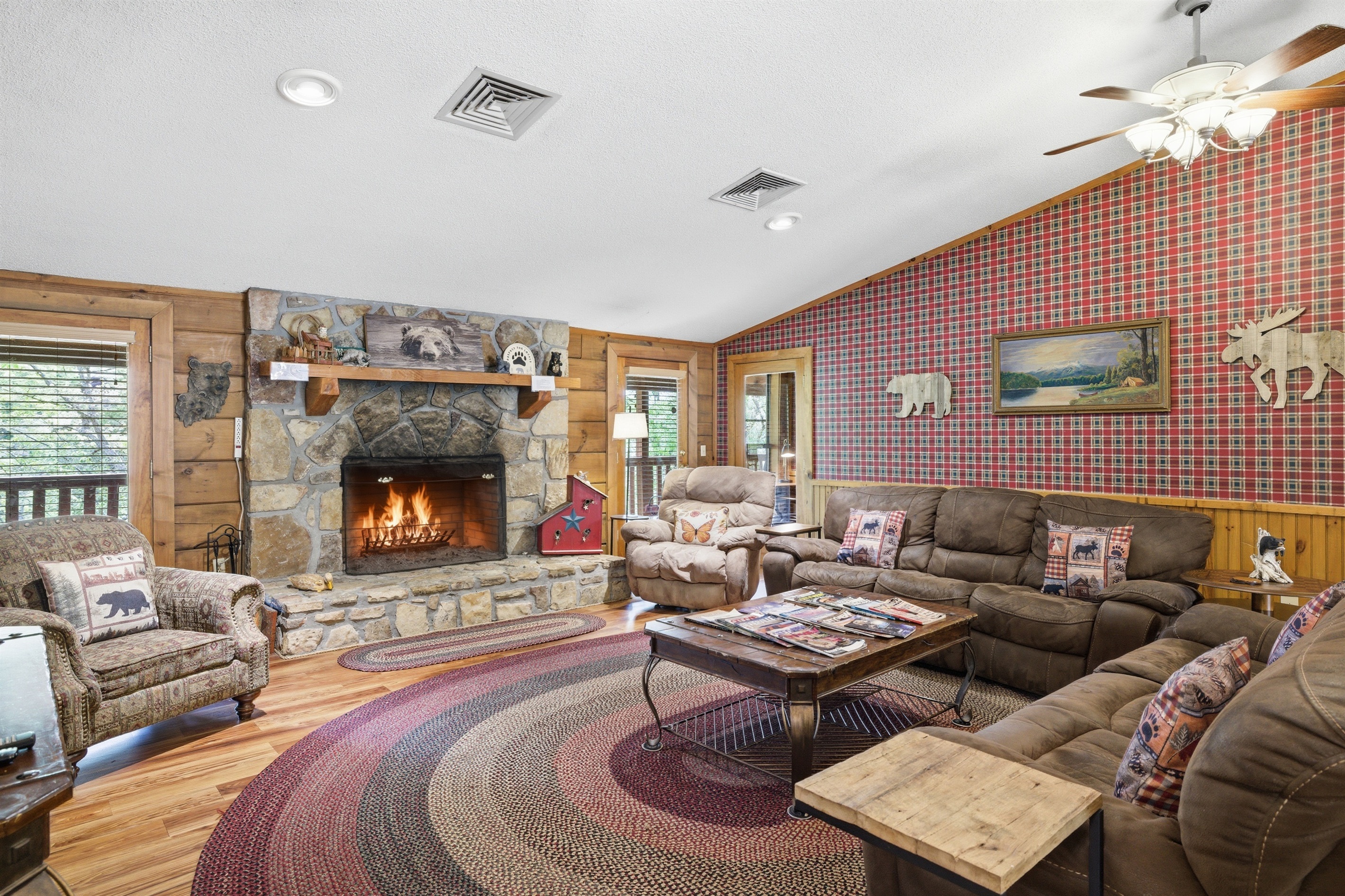 First floor Living Room with Wood Burning Fireplace