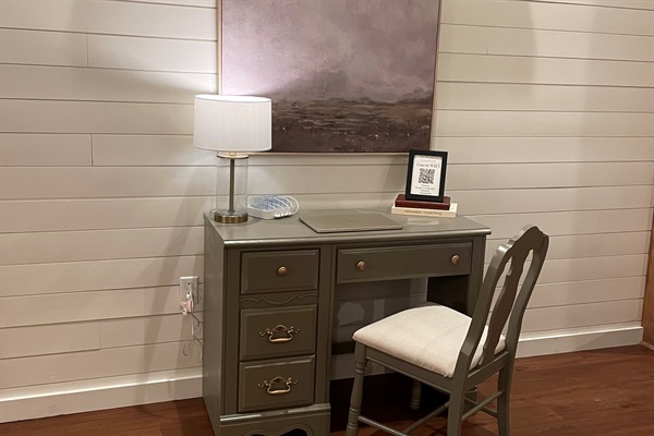 Dedicated workspace with WIFI. Perfect for catching up on emails or booking your next stay.