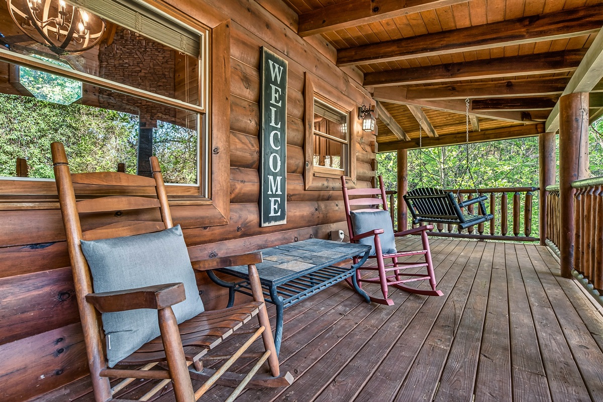 Relax on the rocking chairs on the front porch.