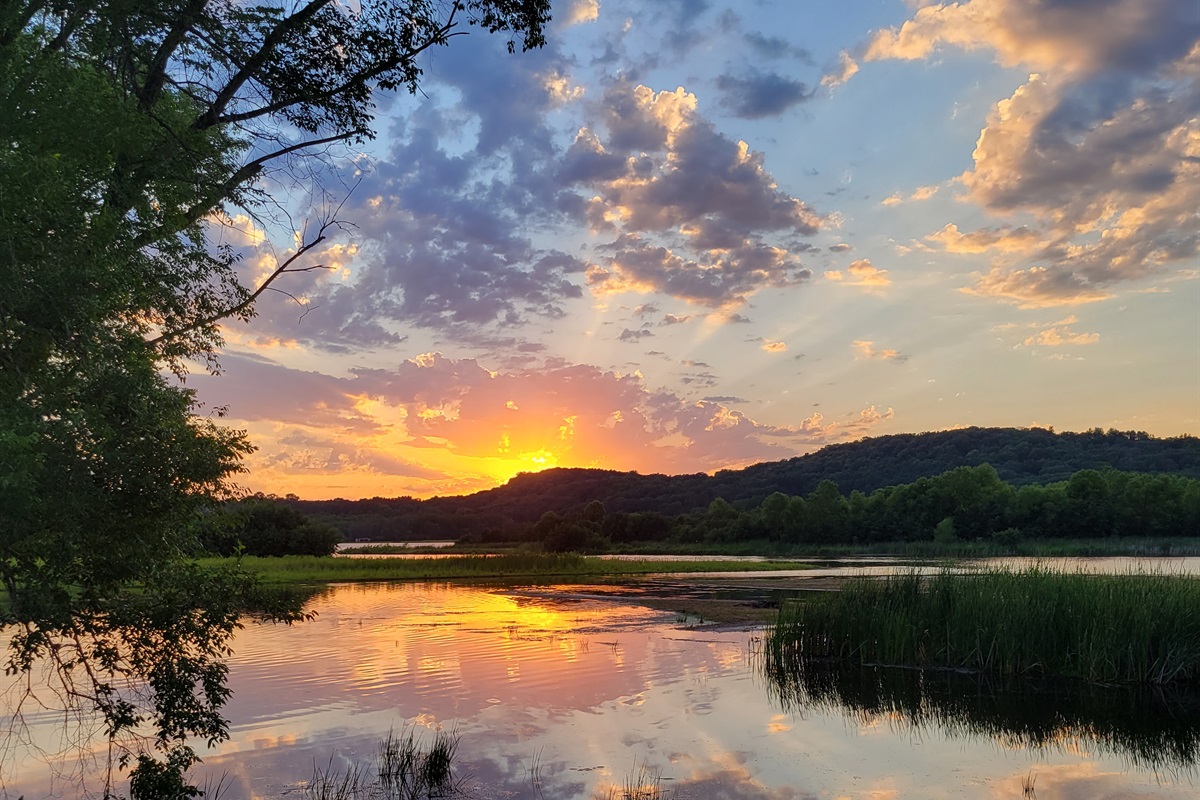 wonderful sunset views from cabin and park across the street